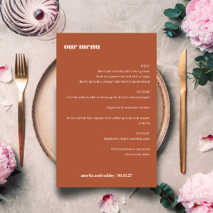Menu Gras Simple Rust Fall Simple Custom Wedding