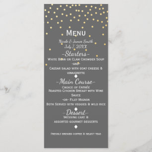 Menu Gray & Small Confetti Dots Modernes Glamor