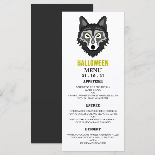 Menu Gray Wolf, Parti d'Halloween (Devant / Derrière)