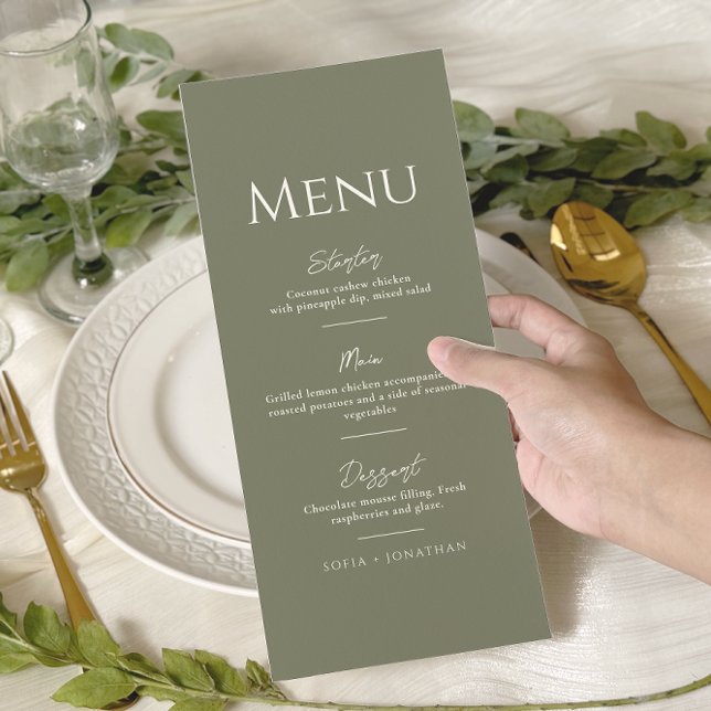 Menu Green Sage Minimaliste Mariage élégant (Créateur téléchargé)
