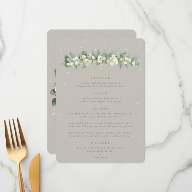 Menu Greige Snowberry+Eucalyptus 4 Mariage de cours (Devant/Arrière en situation)