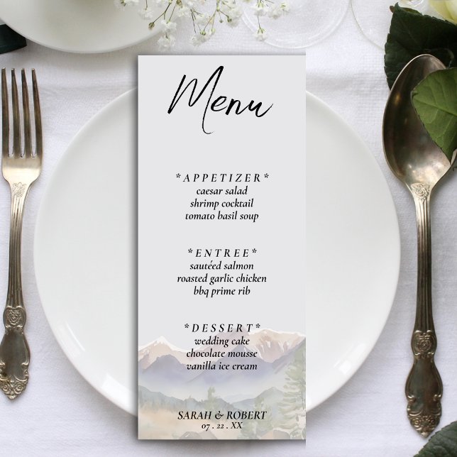 Menu Grey Colorado Rocky Mountain Mariage Réception (Grey Colorado Rocky Mountain Wedding Reception Menu)