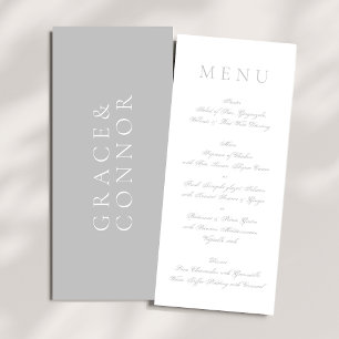 Menu Gris clair Minimal Blanc Simple Mariage