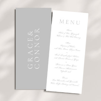 Menu Gris clair Minimal Blanc Simple Mariage