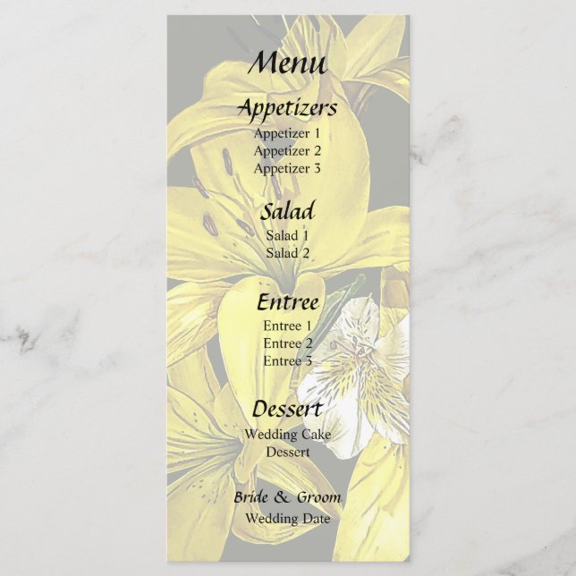 Menu Groupe de Lys jaunes (Devant)
