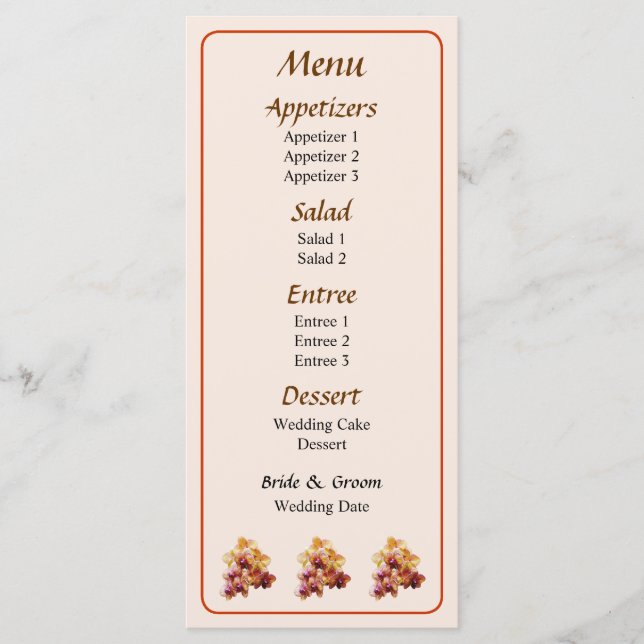 Menu Groupe Orchidées Jaunes et Magenta (Devant)