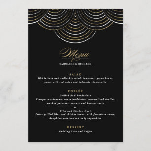 Menu Guirlande de lumières Art Déco plate en noir doré