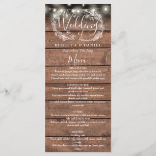 Menu Guirlande Lumineuse Mariage Floral Bois Rustique
