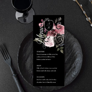 Menu Halloween gothique Aquarelle Florale Monogramme Cr