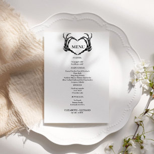 Menu Halloween Gothique Coeurs de la main Mariage crâne