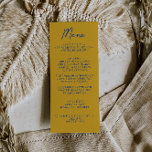 Menu Hand Written Yellow Blue Italian Wedding<br><div class="desc">A colorful retro funky modern blue and yellow written menu . And hand drawn yellow and blue. Perfect and matching with the whole suite. wedding dinner menu. Which features chic template design of boho vintage yellow background and blue typography.</div>
