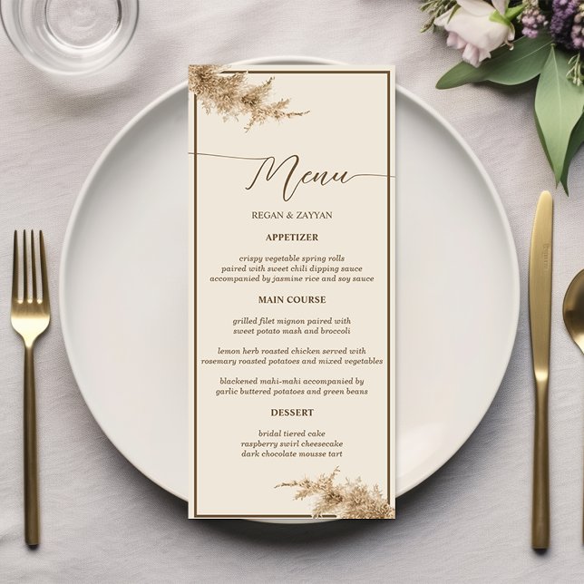 Menu Herbe des Pampas Terre Bohème Exotique Mariage (Créateur téléchargé)