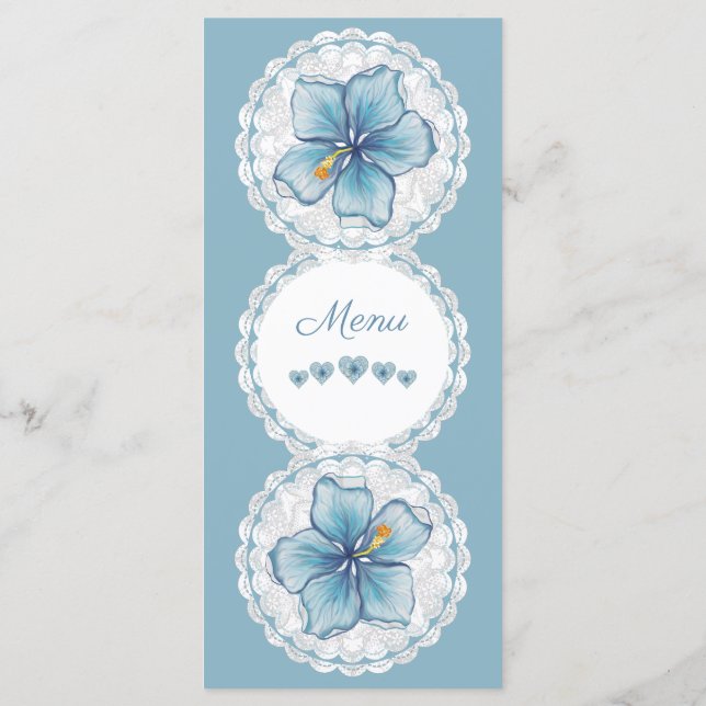 Menu Hibiscus & dentelle TURQUOISE (Dos)