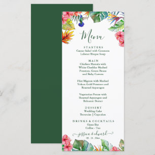 Menu Hibiscus rose tropical Mariage hawaïen