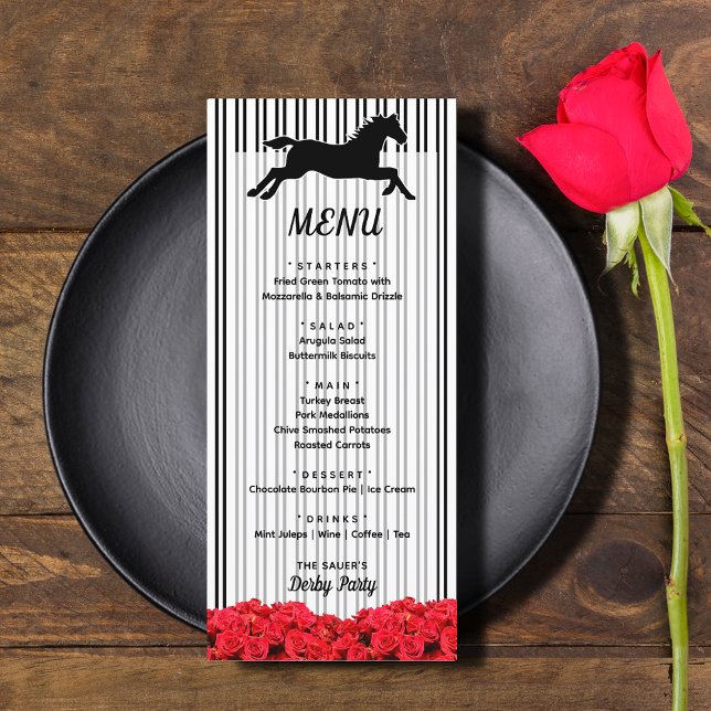 Menu Hippocampe et Roses Derby Day (Racehorse and Roses Derby Day Menus)