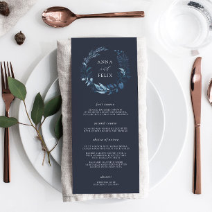 Menu Hiver Azure Mariage botanique bleu