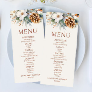 Menu Hiver Floral Pine Tree Baby shower Nourriture