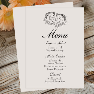 Menu Horse Rustic Farm Pays Élégant Western Mariage