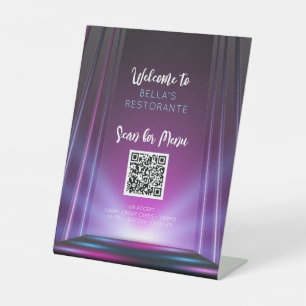 Menu Hot Pink Purple Restaurant Code QR Panneau Ta