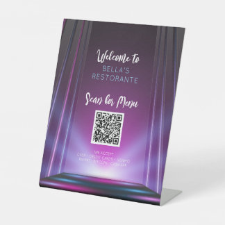 Menu Hot Pink Purple Restaurant Code QR Panneau Ta