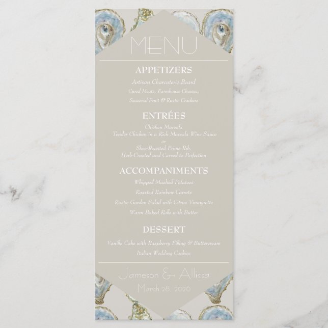 Menu huître aquarelle (Devant)