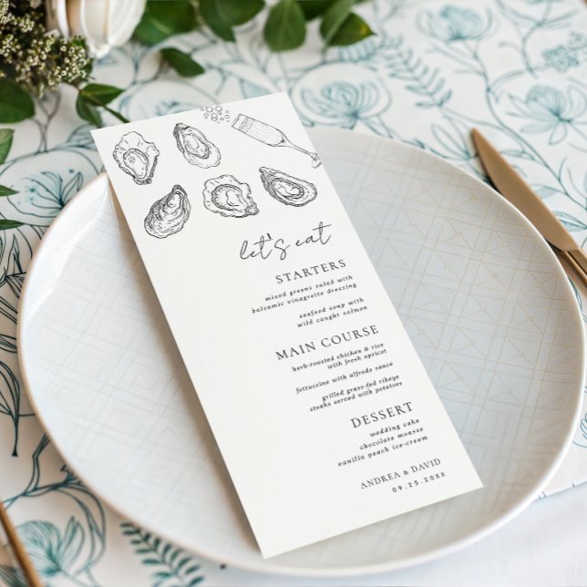 Menu Huîtres de Champagne Dessinées Mangeons Mariage bl (Créateur téléchargé)