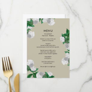 Menu Hydrangea Blanche Floral Modernité Mariage