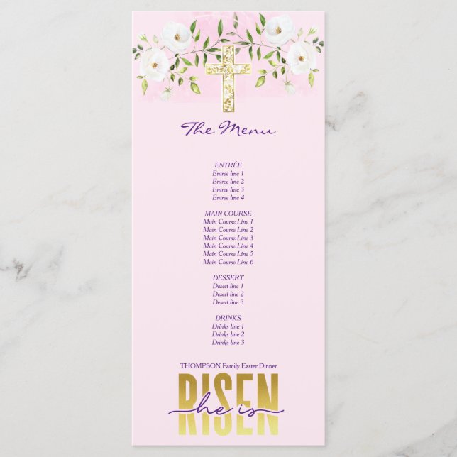 Menu Il Est Ressuscité Citation Religieuse Chrétienne R (Devant)