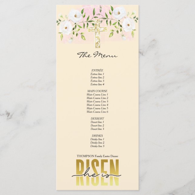 Menu Il Est Ressuscité Citation Religieuse Chrétienne S (Devant)