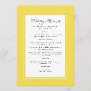 Menu Illuminer Mariage Jaune Moderne Bordures Chic