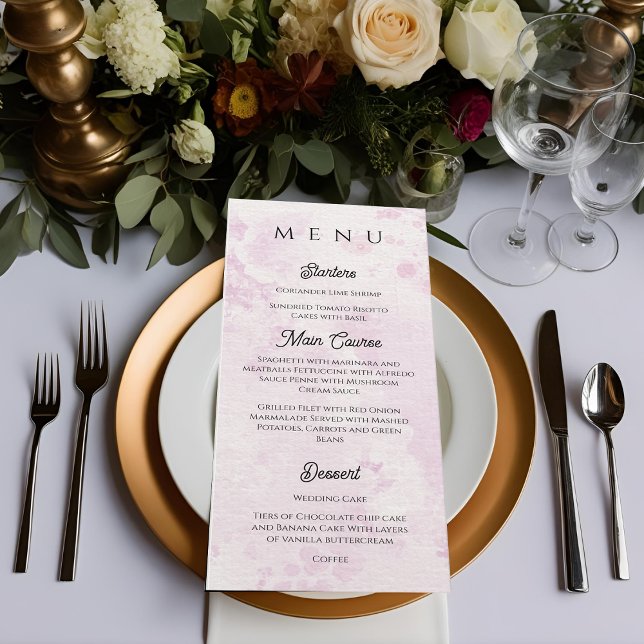 Menu Illustration de café romantique pour dîner de mari (Romantic Café Illustration Wedding Dinner Menu)