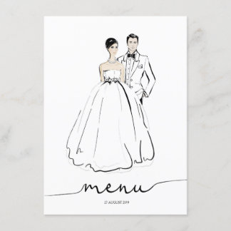 Menu Illustration Groom and Bride Fashion