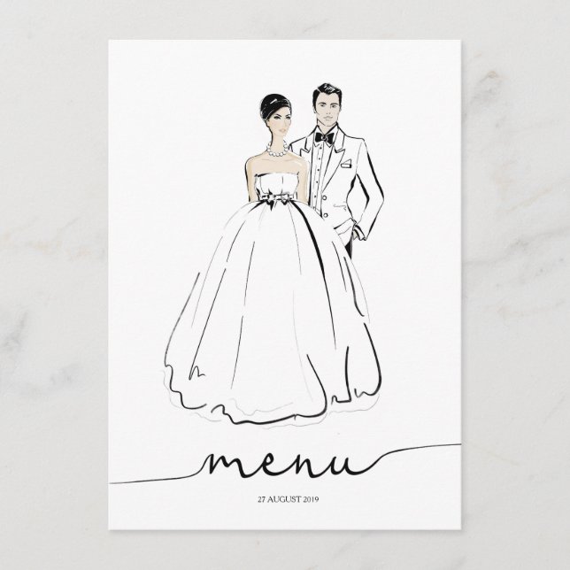 Menu Illustration Groom and Bride Fashion (Devant)