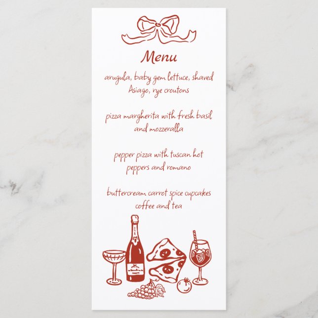 Menu illustré manuscrit Funky Pizza Wine (Devant)