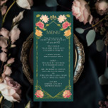 Menu Imaginaire Enchantée jardin floral mariage<br><div class="desc">Elégante,  fantaisiste,  Imaginaire Enchantée Jardin Floral design parfait pour une fête enchantée sur le thème de la forêt. Ce design présente des éléments floraux dans un cadre de feuilles verts et des accents dorés. Correspondance d'articles dans notre boutique pour un thème de fête complet.</div>