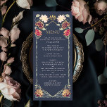 Menu Imaginaire Enchantée jardin floral mariage<br><div class="desc">Ce design élégant, fantaisiste et Imaginaire enchanté de jardin floral est parfait pour une fête sur le thème de la forêt enchantée ou une fête du jardin. Ce design présente des éléments floraux roses et rouges dans un cadre de feuilles verts et des accents dorés contre un arrière - plan...</div>