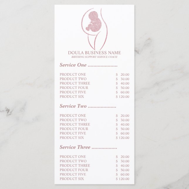Menu Infirmière de grossesse Doula rose (Devant)