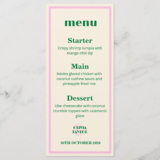 Menu Informations de mariage rayées rétro modernes