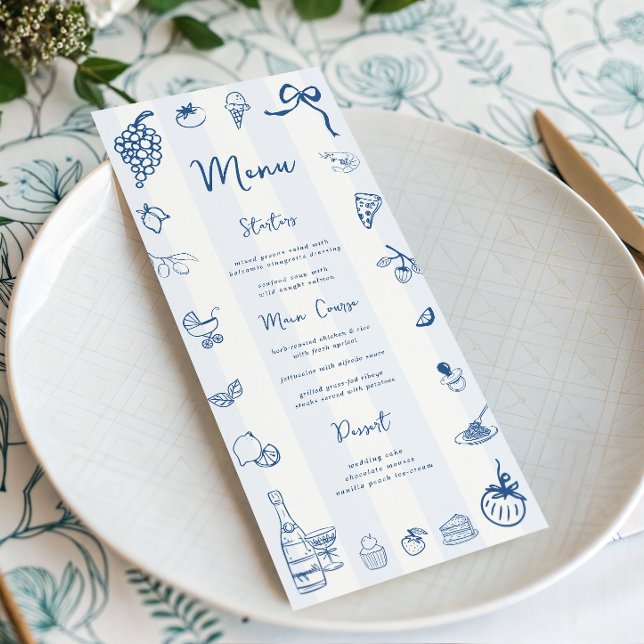 Menu Italien Bandes Bleues Dessinées à la Main Amu (Créateur téléchargé)