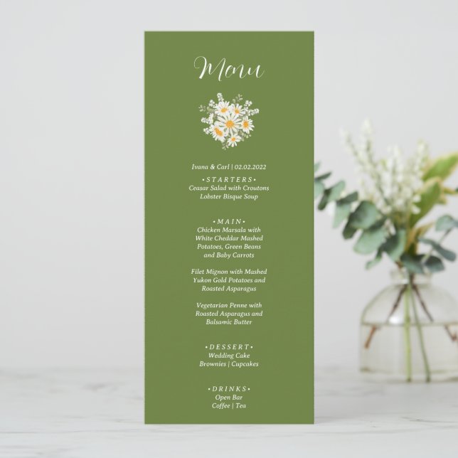Menu IVANA Elegant Mariage Fleur Jaune & Blanc (Debout devant)