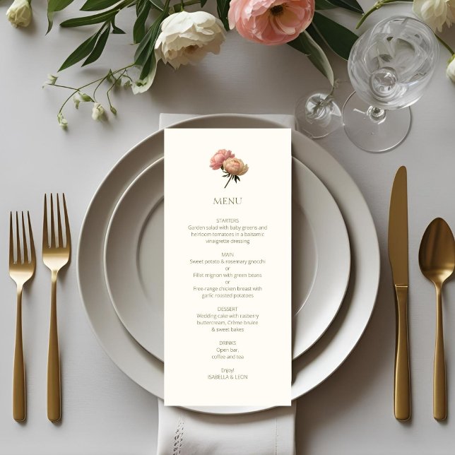 Menu Ivory | Chic Floral Rose Wedding  (Créateur téléchargé)