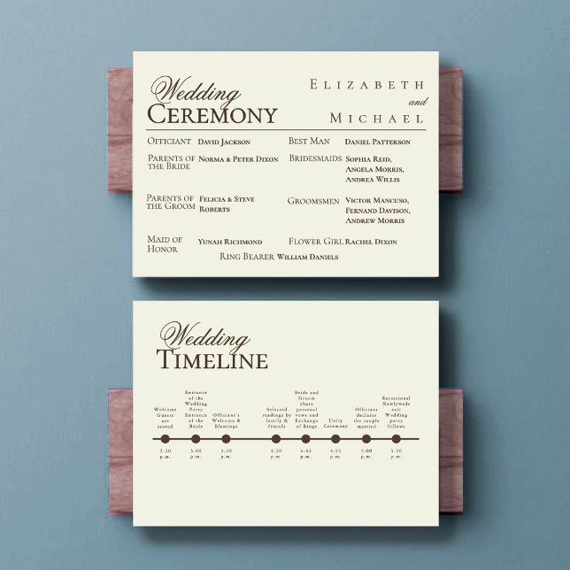 Menu Ivory Minimalist Boho Wedding Program Timeline (Créateur téléchargé)