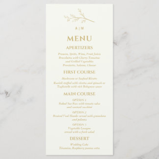 Menu Ivory Monogram Botanical Minimalist Wedding