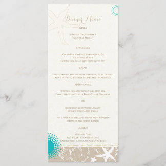 Menu Ivory Taupe Plage Turquoise Mariage de poisson d'é