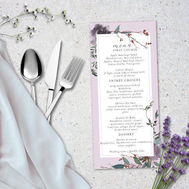 Menu Jardin Botanique Élégant Lavande Violet (Créateur téléchargé)