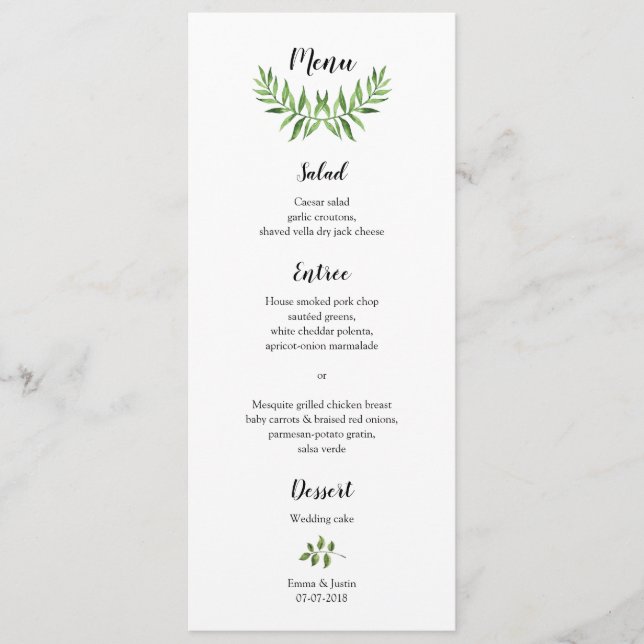 Menu Jardin botanique moderne Aquarelle Verdure (Devant)