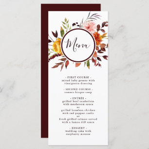Menu Jardin d'automne Marsala Mariage d'aquarelle