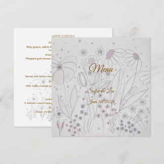 Menu Jardin de Fleurs Sauvages Élégant pour Mariage Car