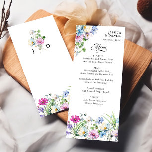 Menu Jardin de fleurs sauvages Monogramme floral coloré