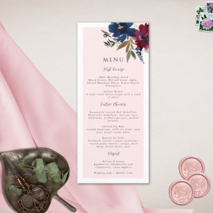 Menu Jardin enchanté Rose Blush Burgundy Navy